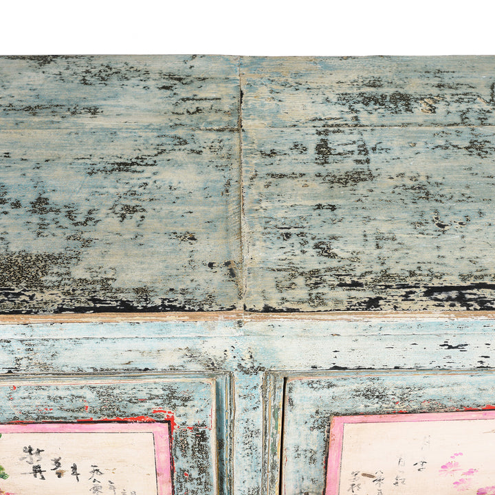 Surface Of 2 Door Painted Mongolian Sideboard - Ca 1920 | Indigo Antiques