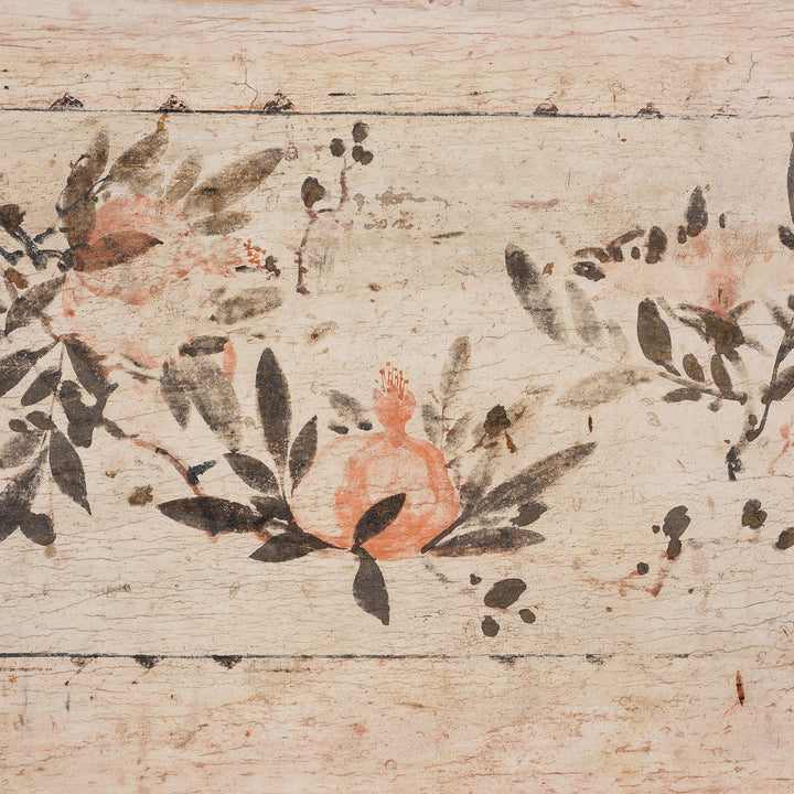 Pomegranate Fruit Detail From Antique Pale Painted Mongolian Sideboard - Ca 1920 | Indigo Antiques