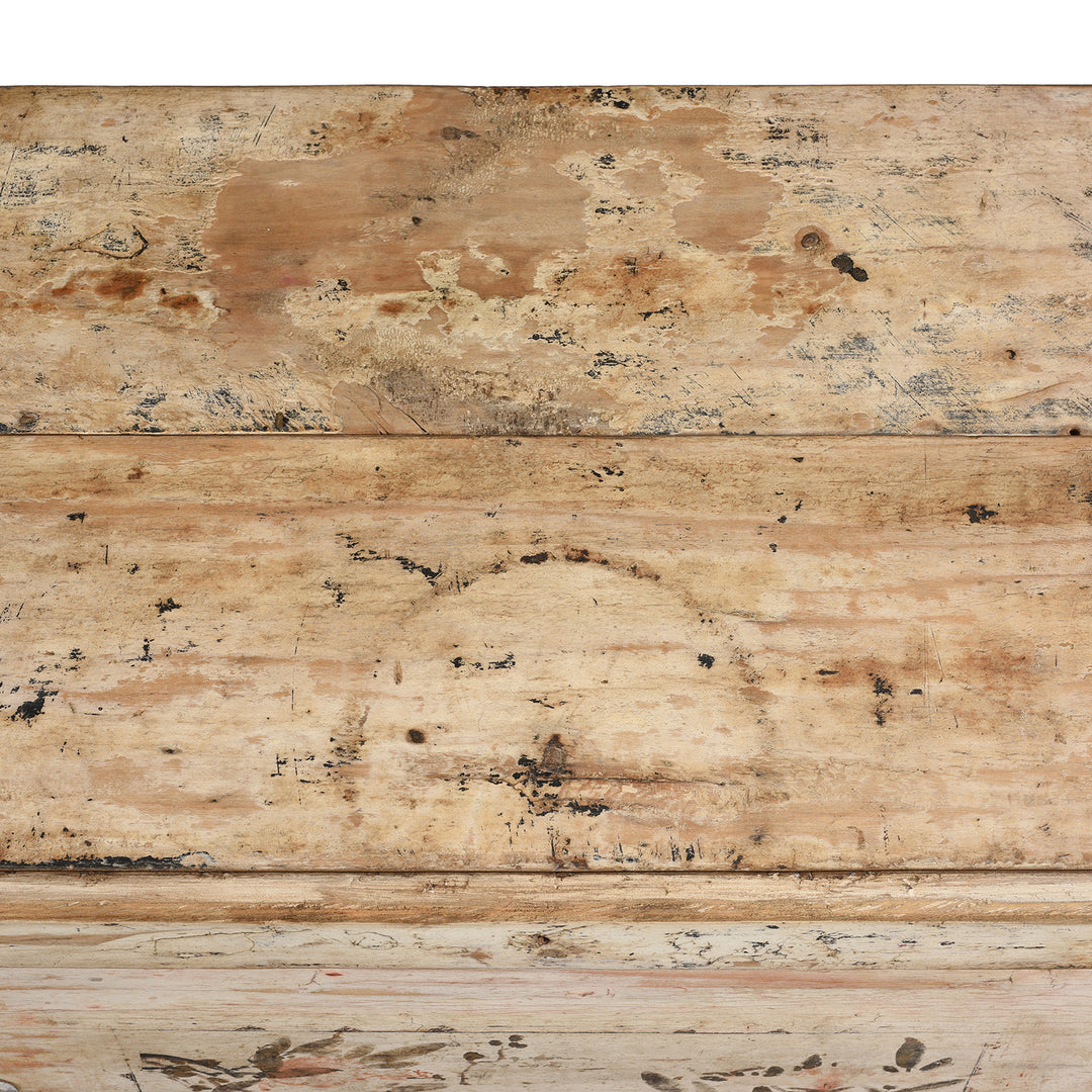 Top Down VIew Of Antique Pale Painted Mongolian Sideboard - Ca 1920 | Indigo Antiques
