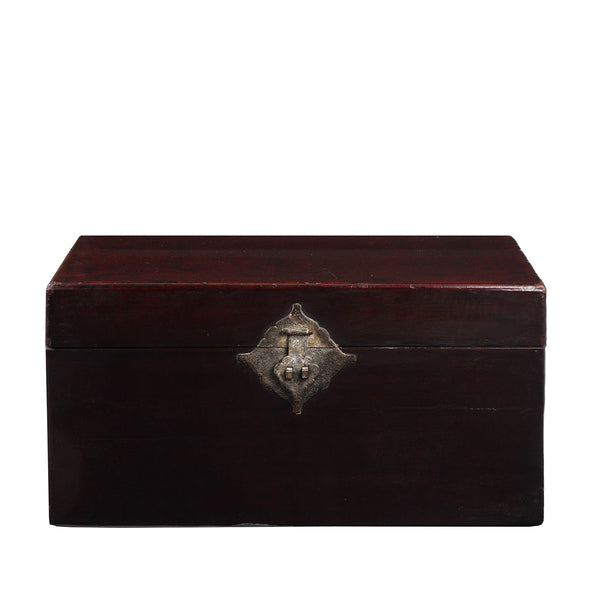 Aubergine Leather Trunk From Shanghai - Early 19thC