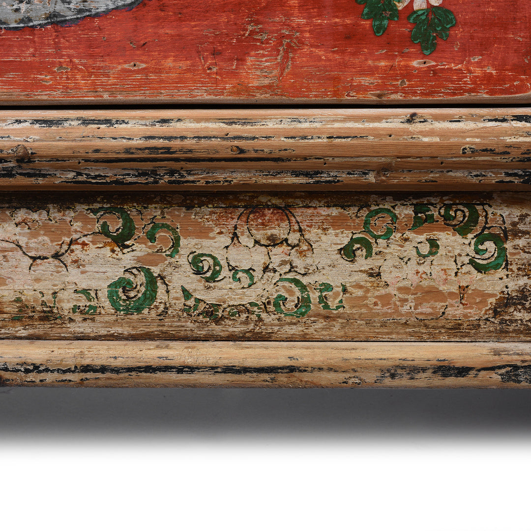 Kickstand Detail From Antique 2 Door Painted Mongolian Sideboard - Ca 1920 | Indigo Antiques