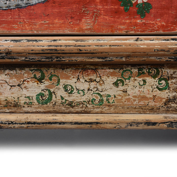 Kickstand Detail From Antique 2 Door Painted Mongolian Sideboard - Ca 1920 | Indigo Antiques