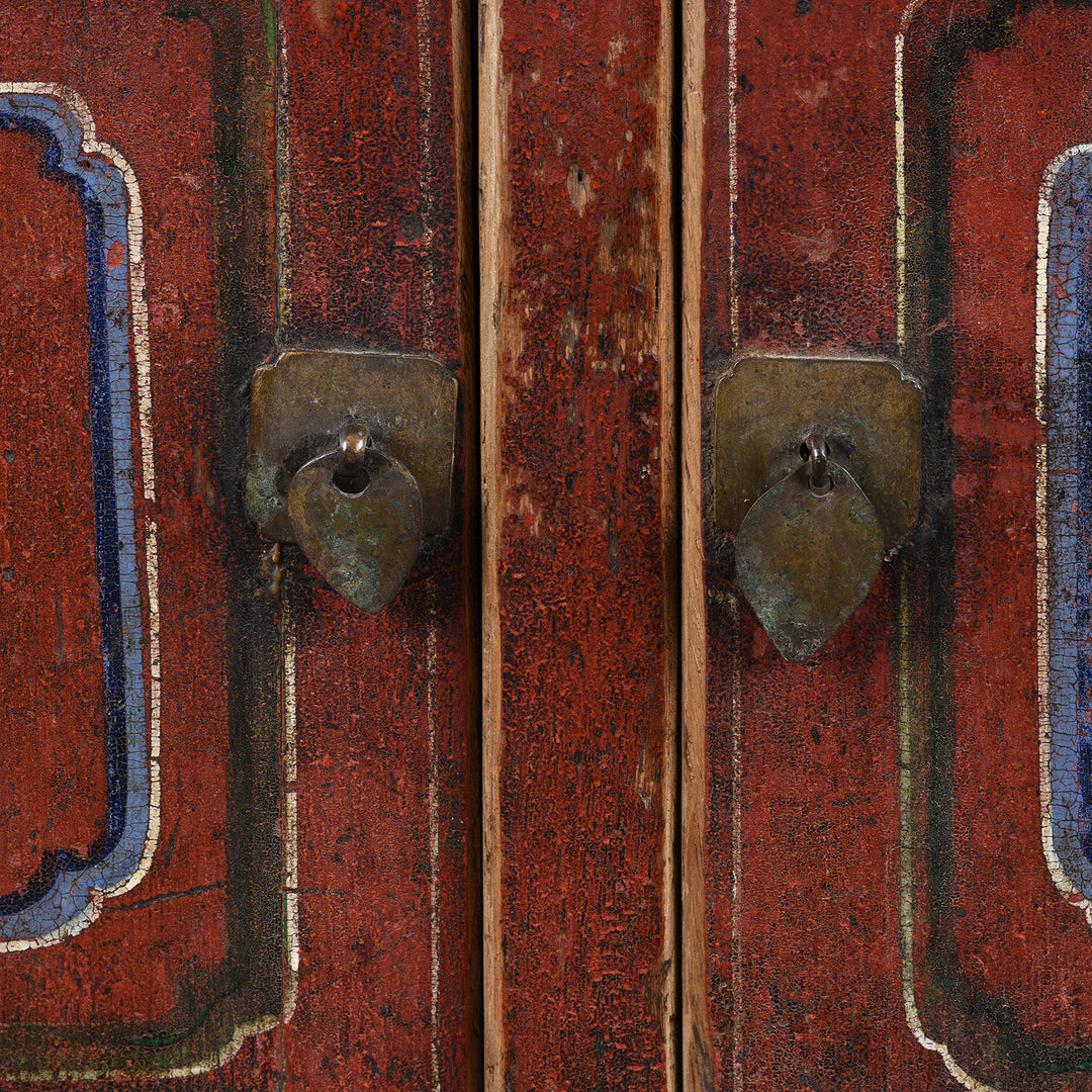 Handles Detail From Antique Painted Mongolian Cabinet - 19th Century | Indigo Antiques