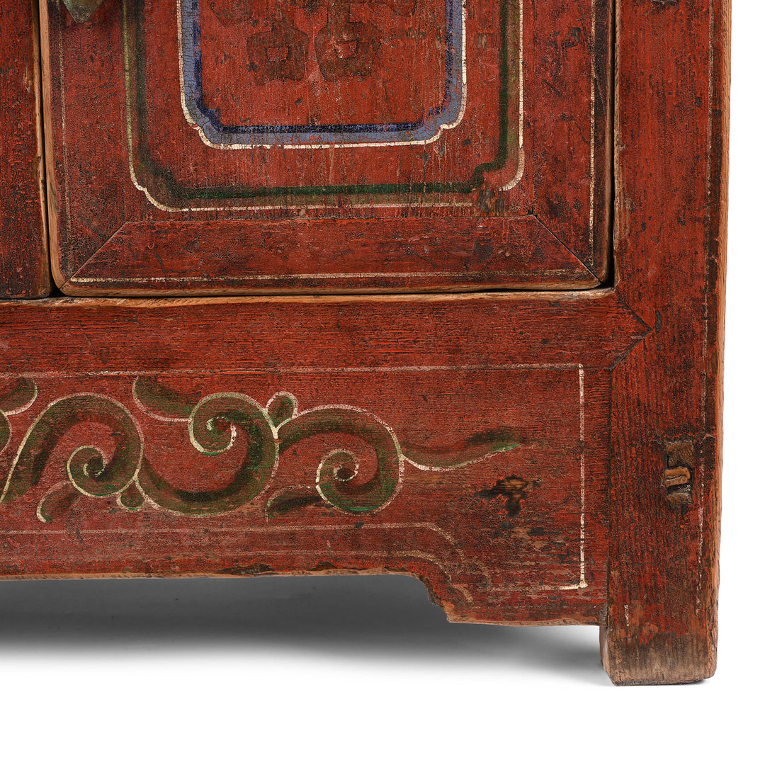Leg Detail From Antique Painted Mongolian Cabinet - 19th Century | Indigo Antiques
