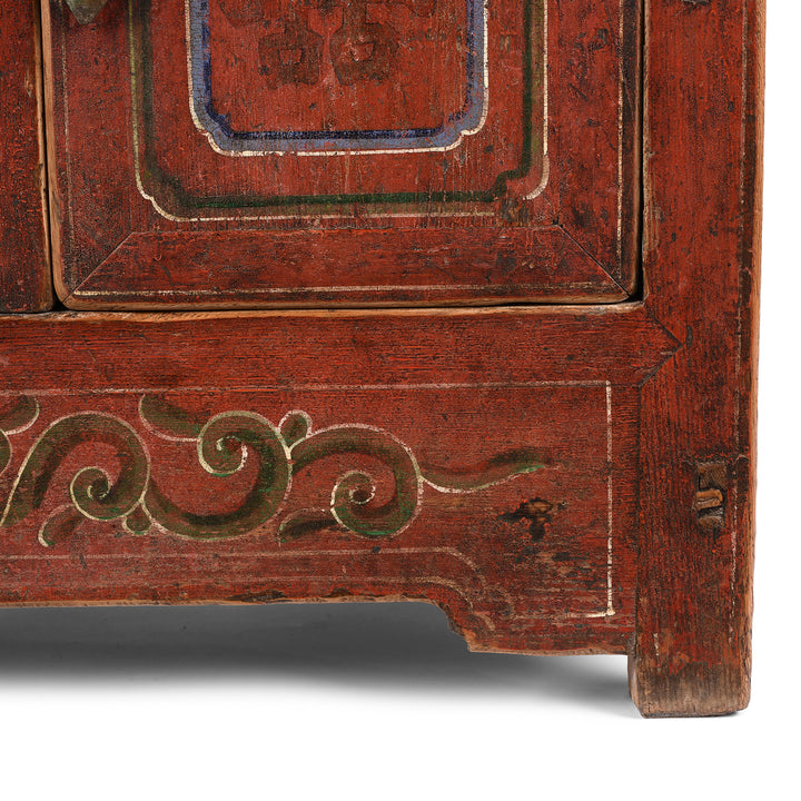 Leg Detail From Antique Painted Mongolian Cabinet - 19th Century | Indigo Antiques