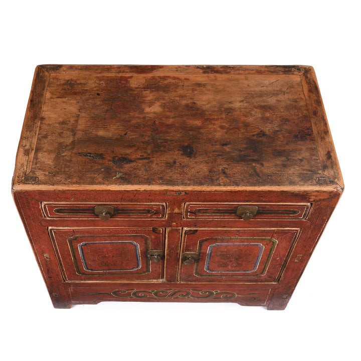 Top Down View Of Antique Painted Mongolian Cabinet - 19th Century | Indigo Antiques