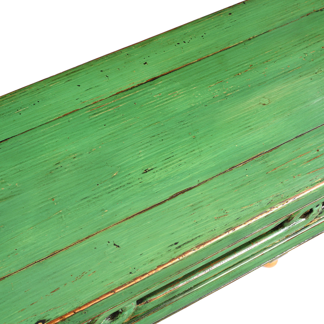 Top Down View Of Reproduction Green Lacquer Console Table | Indigo Antiques