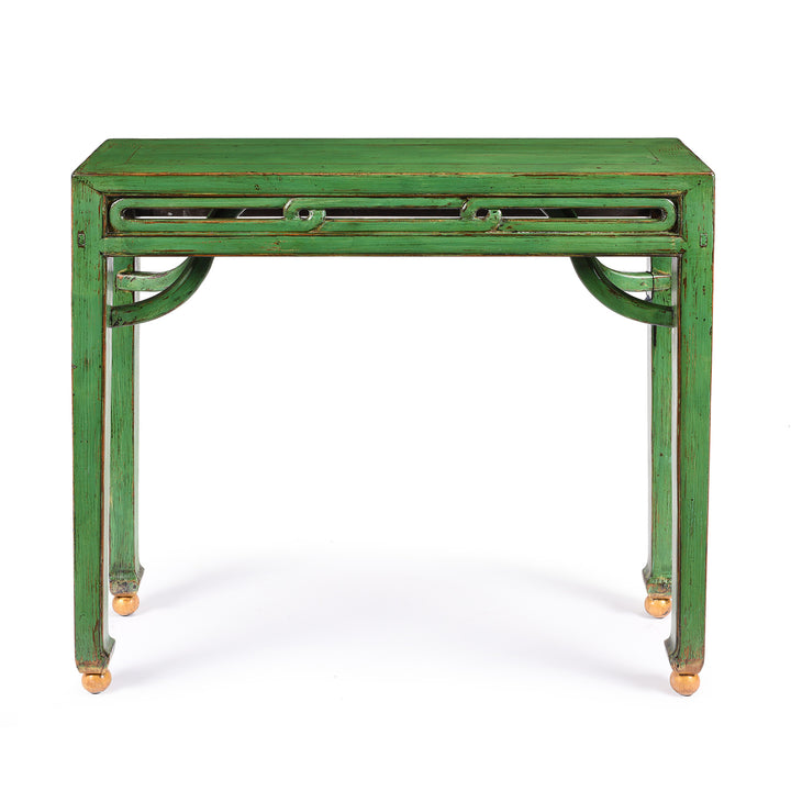 Reproduction Green Lacquer Console Table | Indigo Antiques