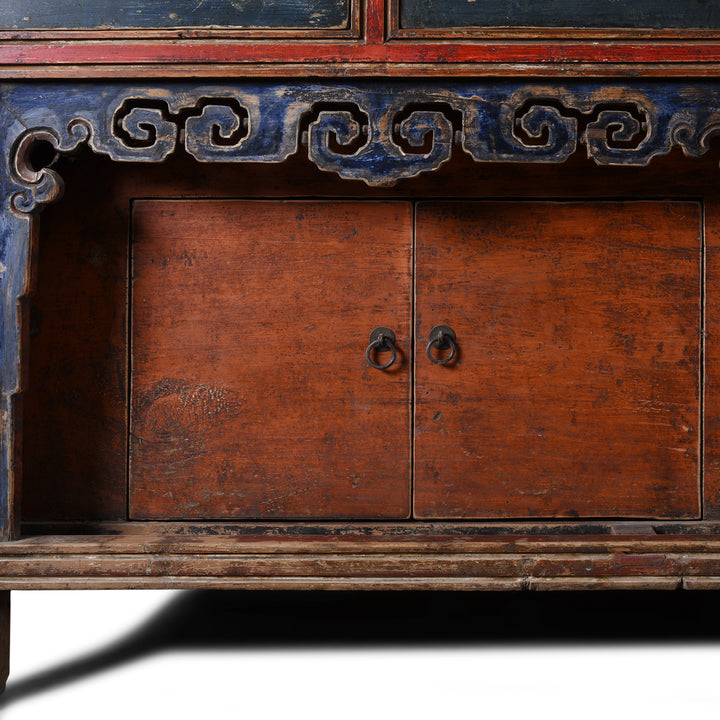 Cupboard Detail From Painted Mongolian Altar Cabinet - Early 19thC | Indigo Antiques