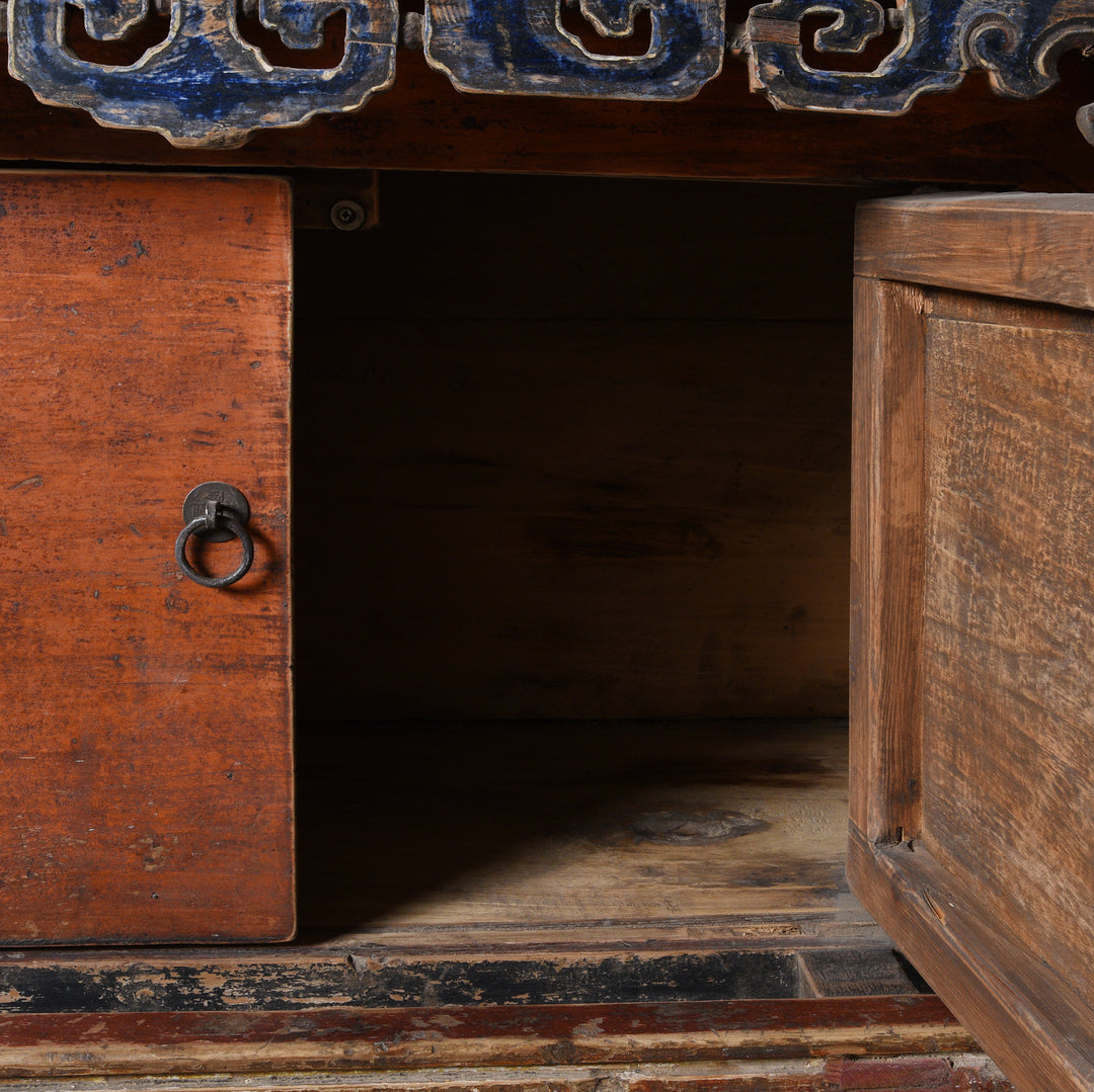 Interior Detail From Painted Mongolian Altar Cabinet - Early 19thC | Indigo Antiques
