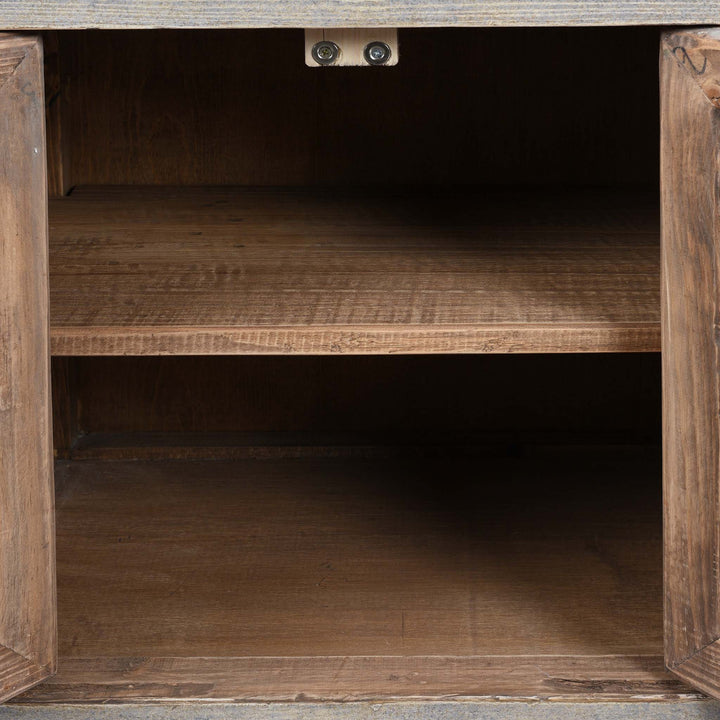 Interior Of Painted Chinese Side Cabinet Made From Reclaimed Pine | Indigo Antiques