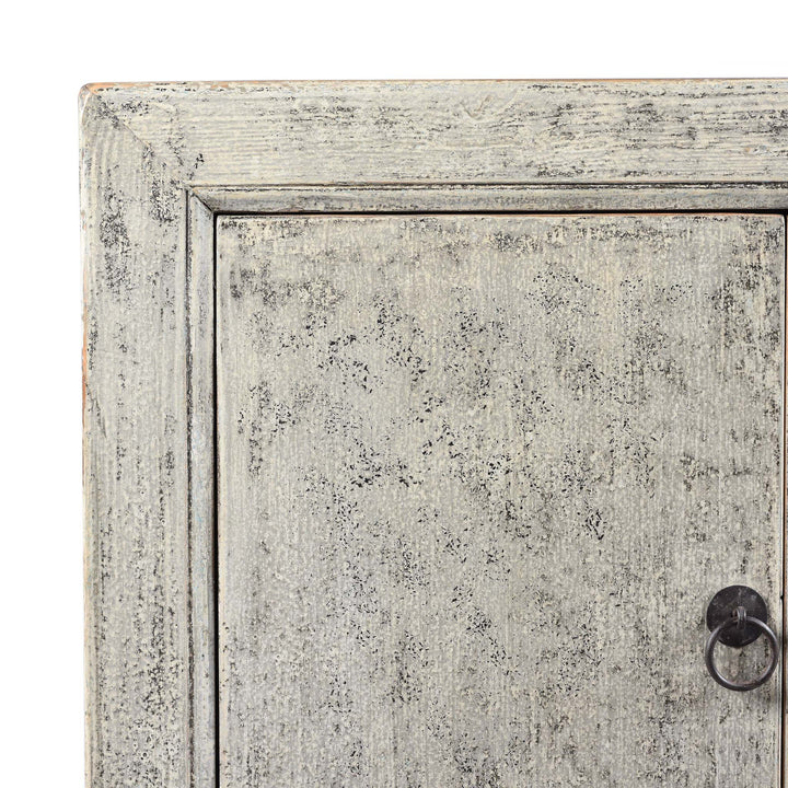 Corner View Of Painted Chinese Side Cabinet Made From Reclaimed Pine | Indigo Antiques