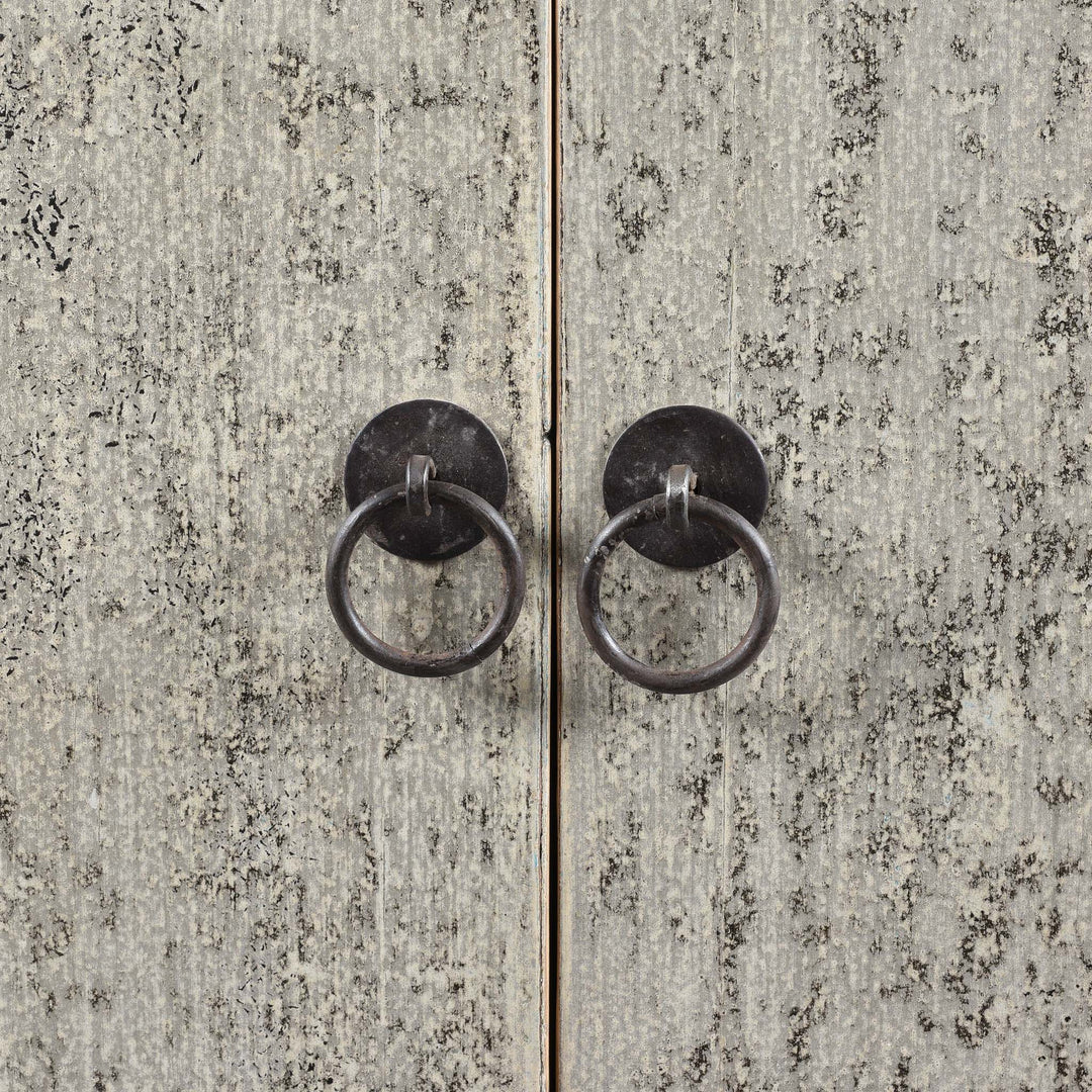 Handles Detail From Painted Chinese Side Cabinet Made From Reclaimed Pine | Indigo Antiques