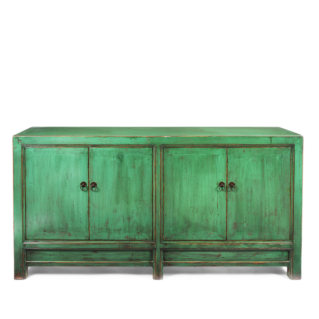 Green Lacquer 4 Door Mongolian Sideboard | Indigo Antiques