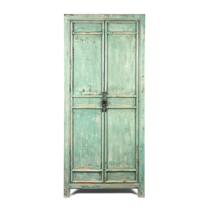 Tall Green Cabinet Made From Old Painted Pine | Indigo Antiques