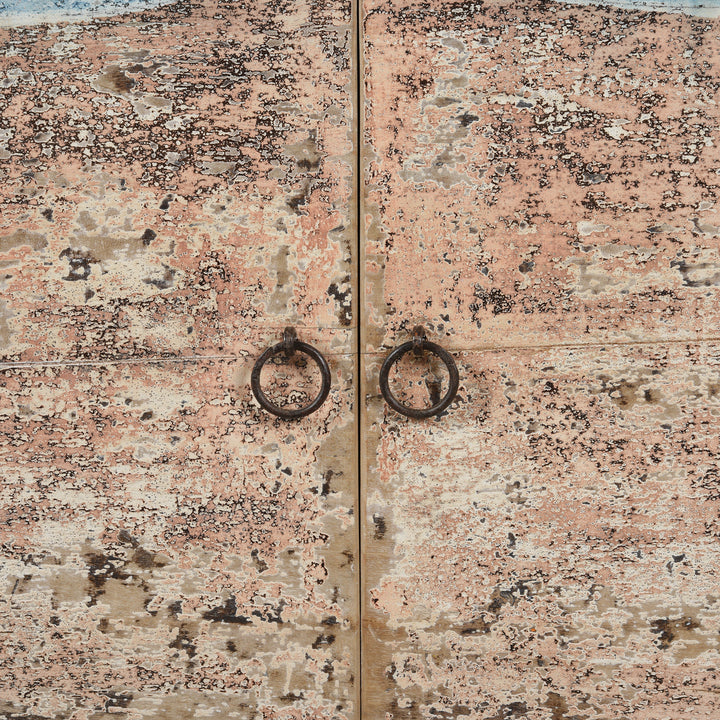 Handles Detail From 2 Door Painted Sideboard From Mongolia - Ca 1920 | Indigo Antiques