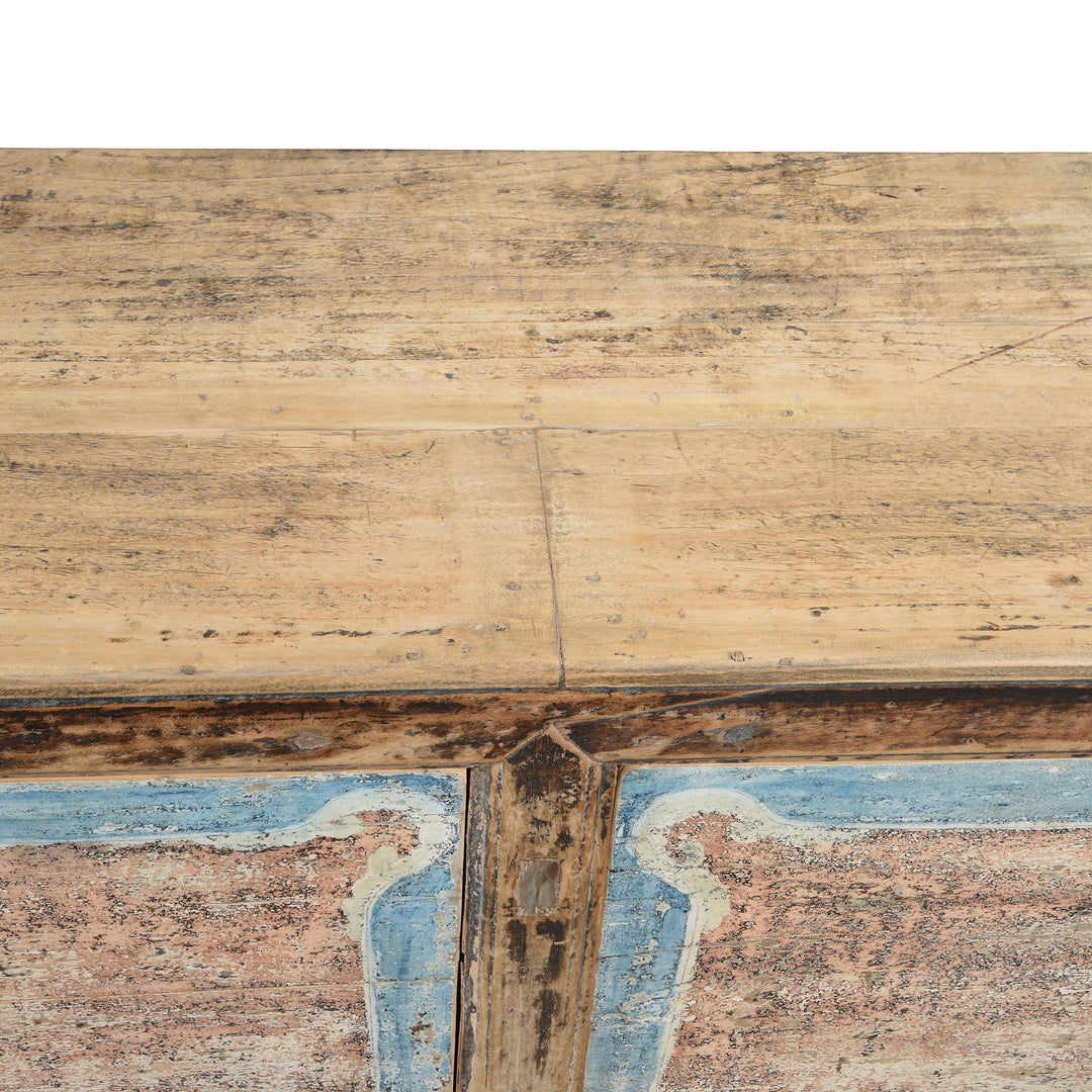 Surface Detail From 2 Door Painted Sideboard From Mongolia - Ca 1920 | Indigo Antiques
