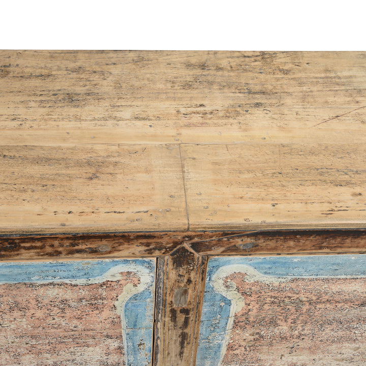 Surface Detail From 2 Door Painted Sideboard From Mongolia - Ca 1920 | Indigo Antiques