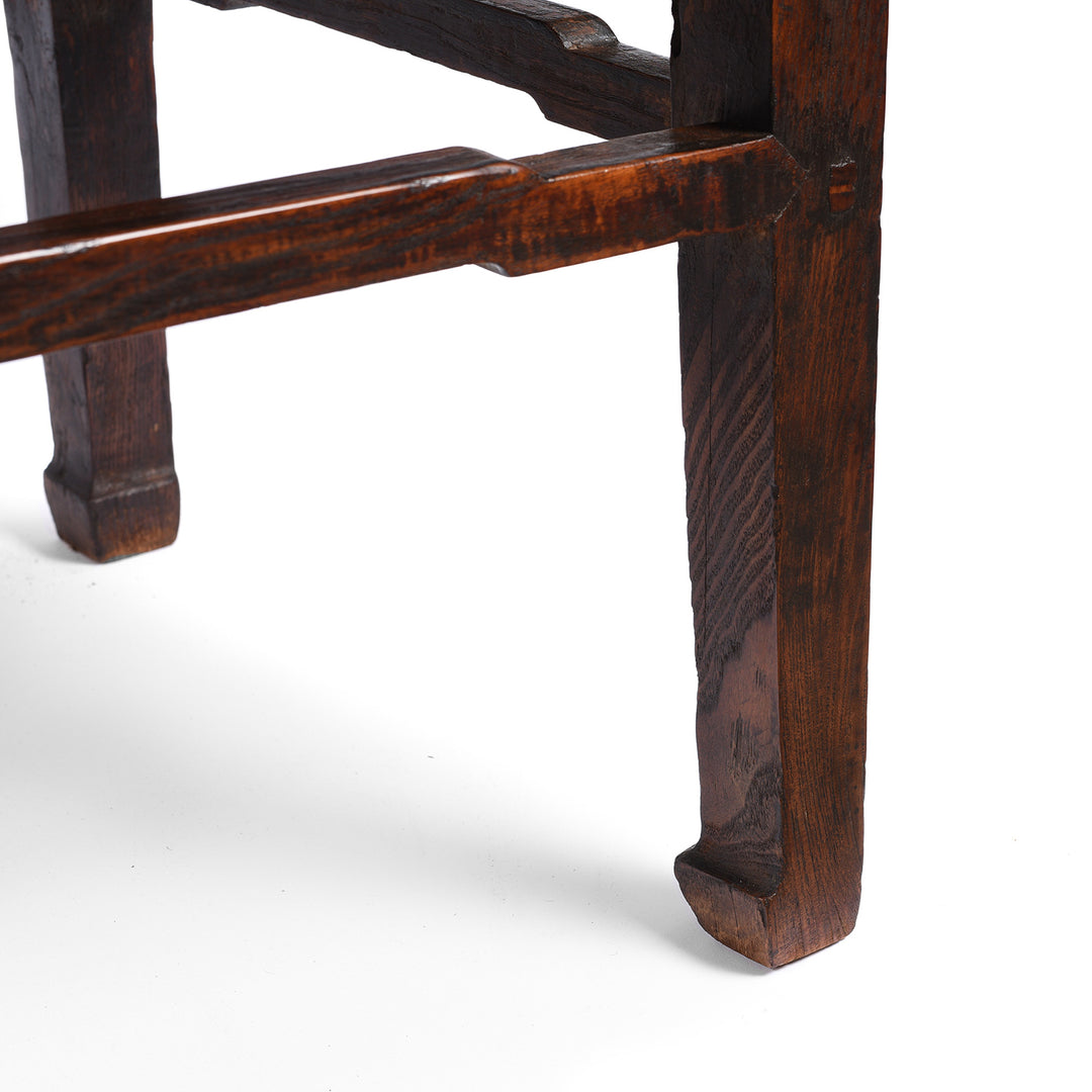 Leg Detail From Antique Chinese Elm Square Side Tables  - Ca 1920's | Indigo Antiques