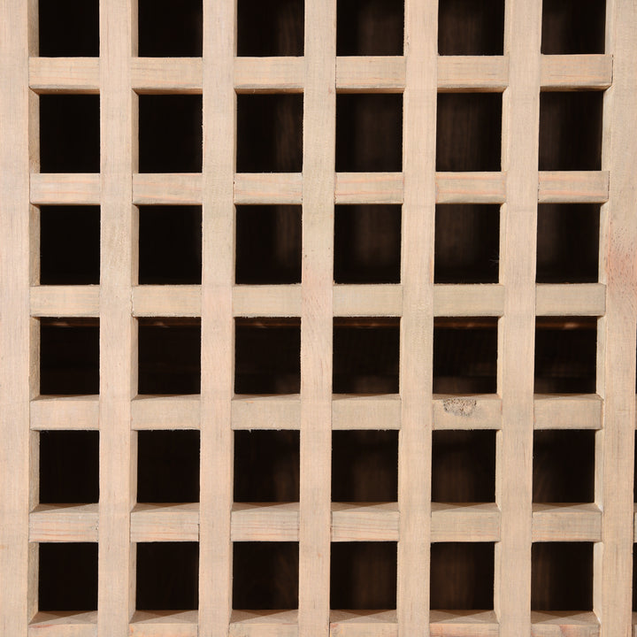 Lattice detail from a Bleached Wood Lattice Noodle Cabinet Made From Reclaimed Wood | Indigo Antiques