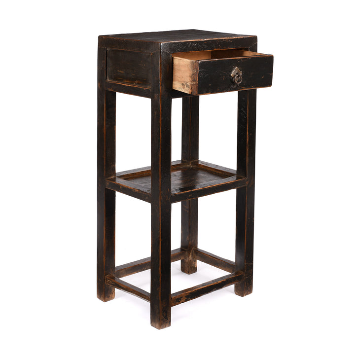 Open Draw View Of Black Lacquer Flower Stand - 19thC | Indigo Antiques