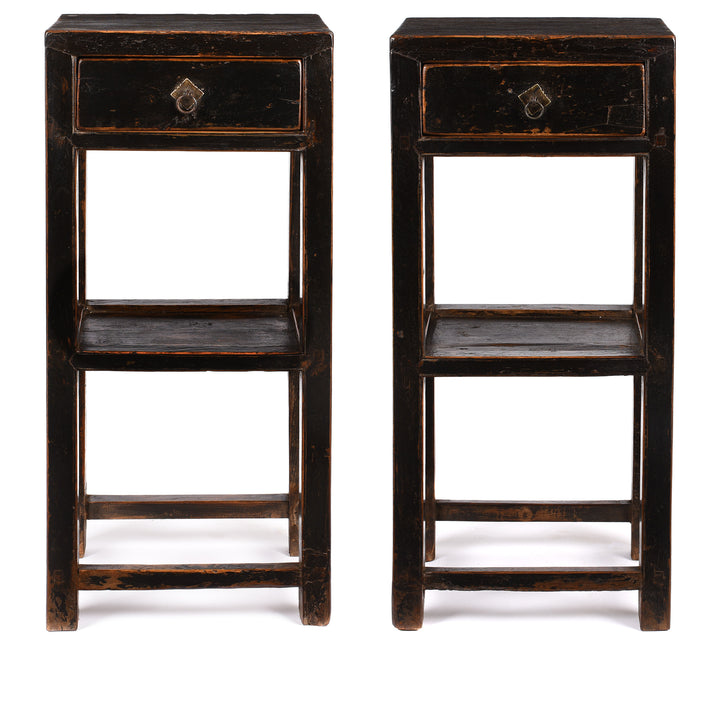 Pair Of Black Lacquer Flower Stands - 19thC | Indigo Antiques