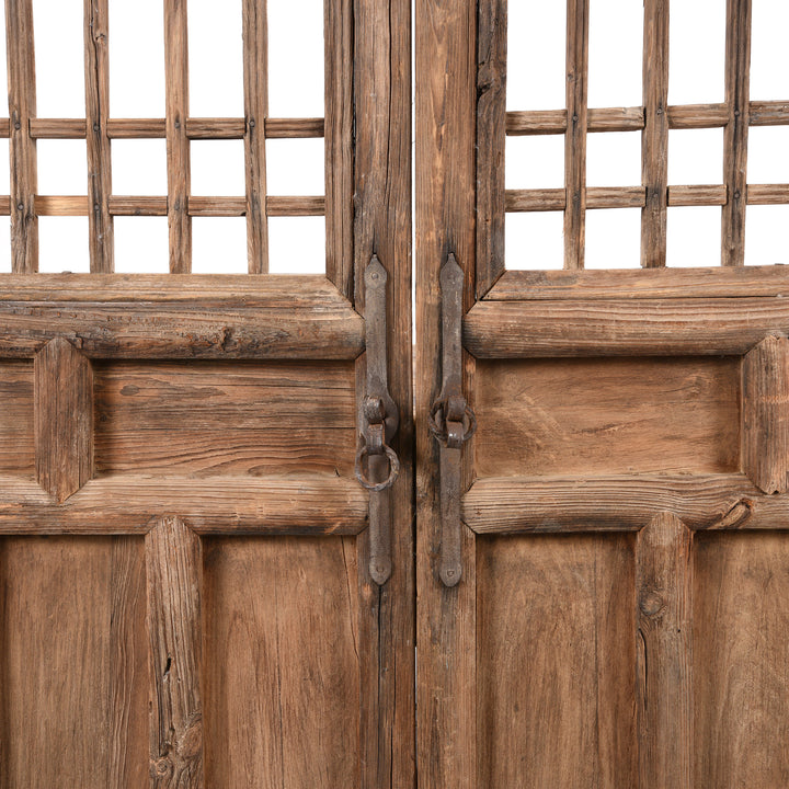 Detail Of Handles From Chinese Pine Window Screen Panels - 19thC | Indigo Antiques