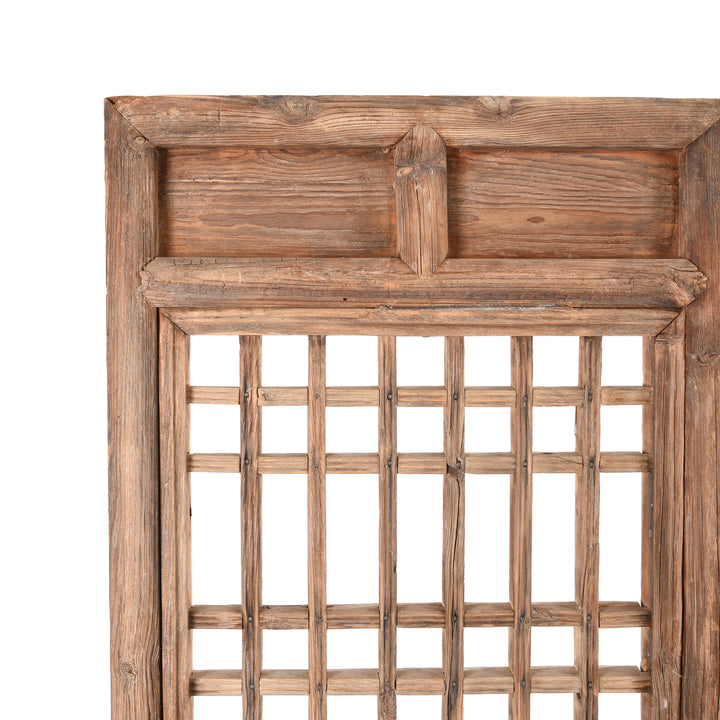 Corner Detail Of Chinese Pine Window Screen Panels - 19thC | Indigo Antiques
