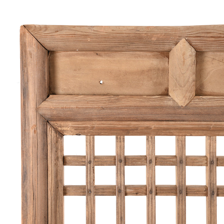 Corner Detail From Chinese Pine Window Screen Panels - 19thC | Indigo Antiques