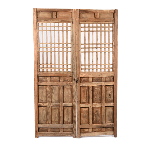 Chinese Pine Door Screen Panels - 19thC