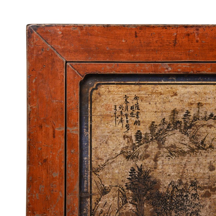 Corner Detail From Painted Sideboard From Mongolia - 18thC | Indigo Antiques