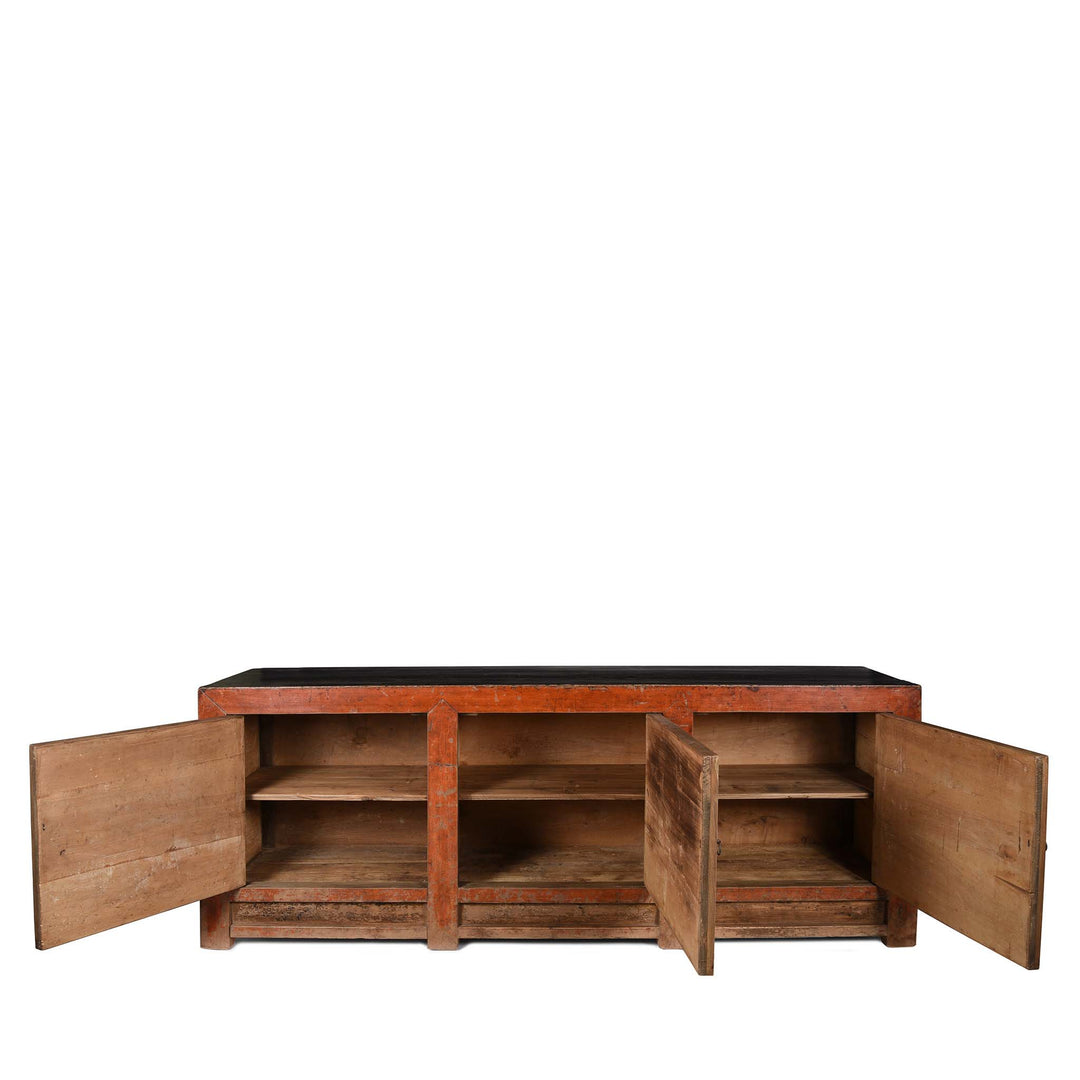 Open Doors From Painted Sideboard From Mongolia - 18thC | Indigo Antiques