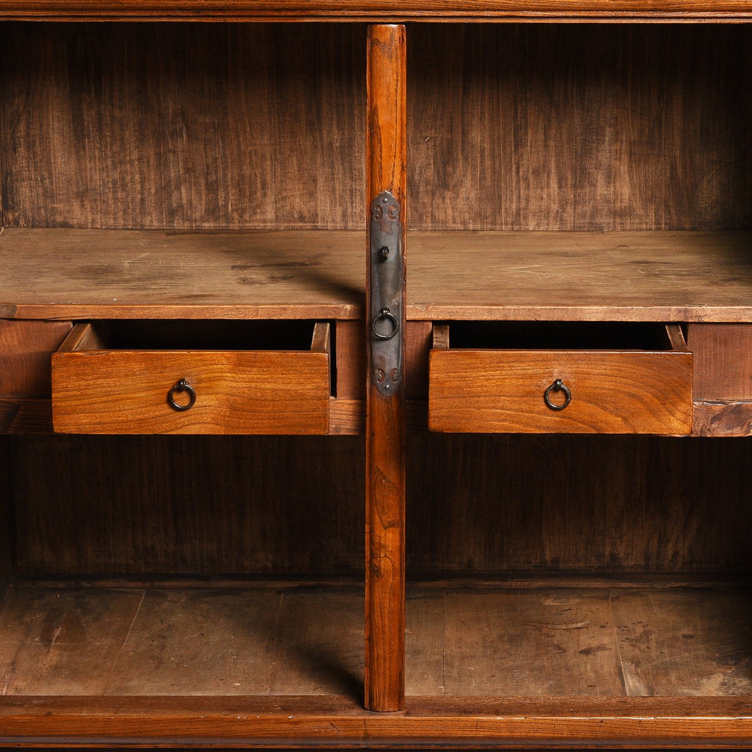 Interior Detail From Elm Ming Style Cabinet - 19thC | Indigo Antiques