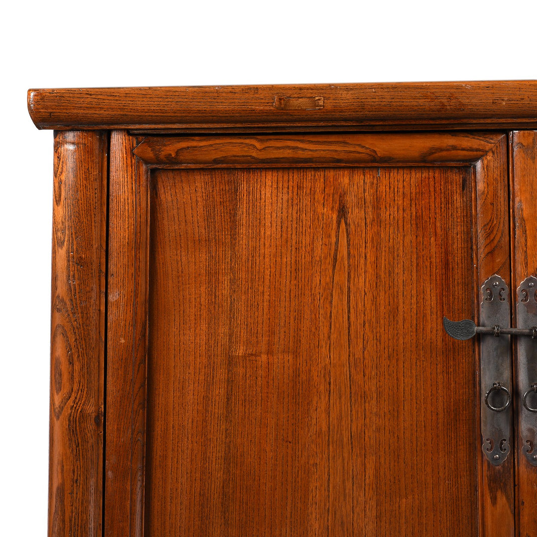 Corner Detail From Elm Ming Style Cabinet - 19thC | Indigo Antiques