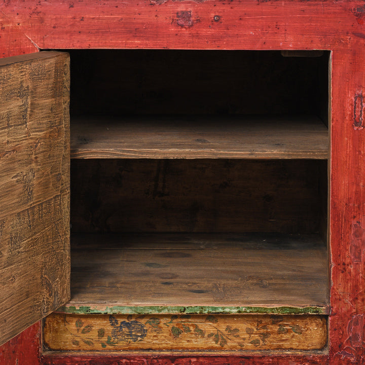 Interior View Of Antique Painted Sideboard From Mongolia - Early 19thC | Indigo Antiques