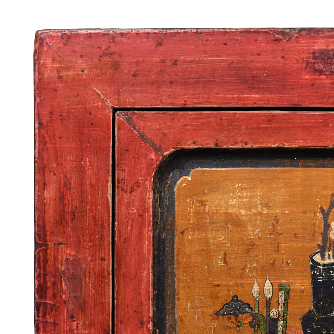 Corner View From Antique Painted Sideboard From Mongolia - Early 19thC | Indigo Antiques