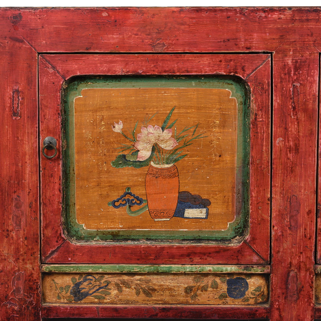 Painting Detail From Antique Painted Sideboard From Mongolia - Early 19thC | Indigo Antiques