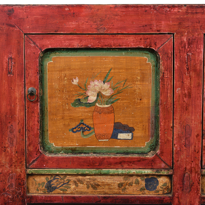 Painting Detail From Antique Painted Sideboard From Mongolia - Early 19thC | Indigo Antiques