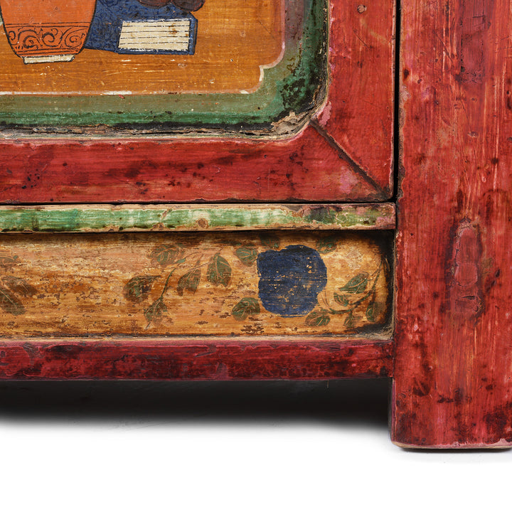 Painting Detail From Antique Painted Sideboard From Mongolia - Early 19thC | Indigo Antiques