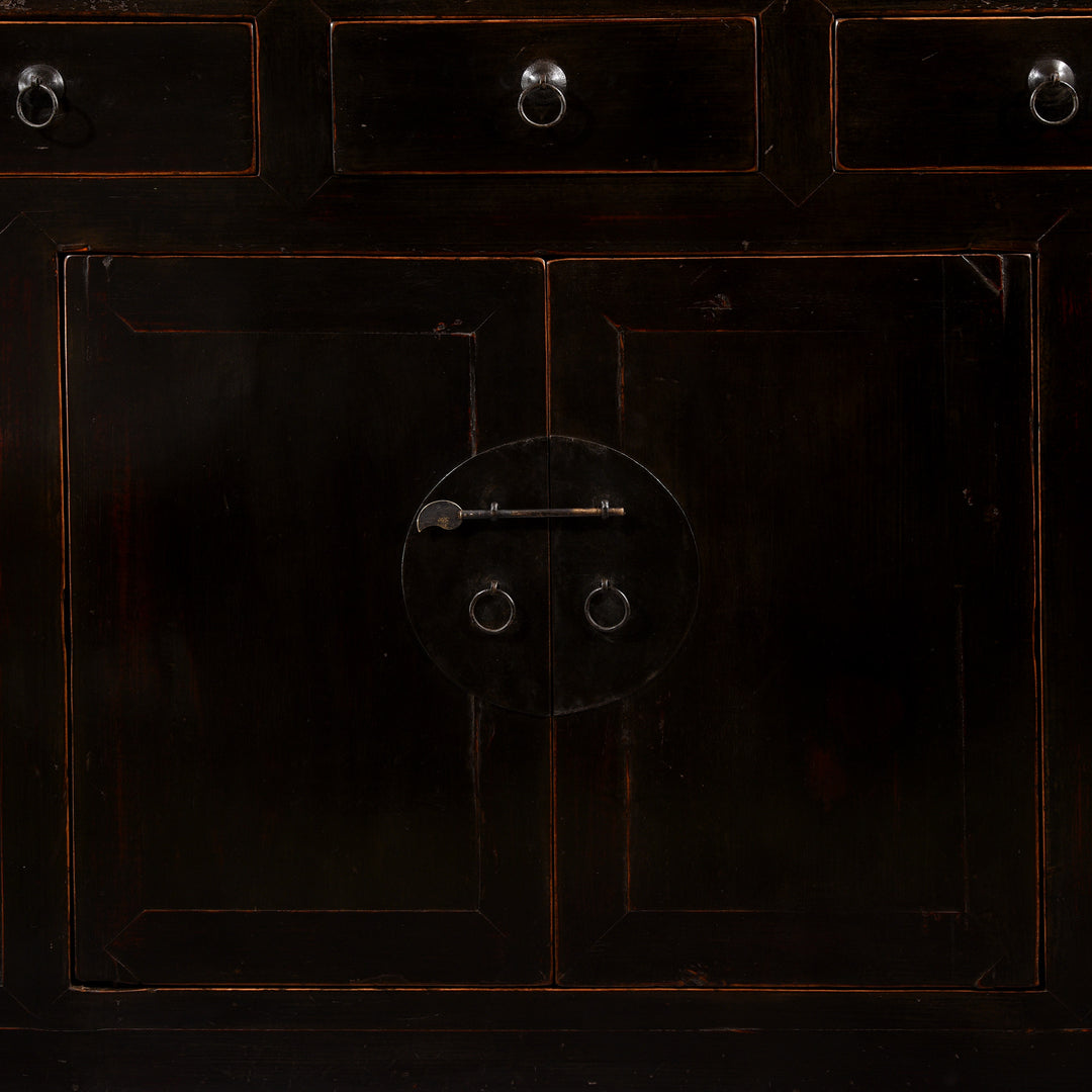 Doors & Latch Detail From Black Lacquer Noodle Cabinet From Tianjin - 19thC | Indigo Antiques