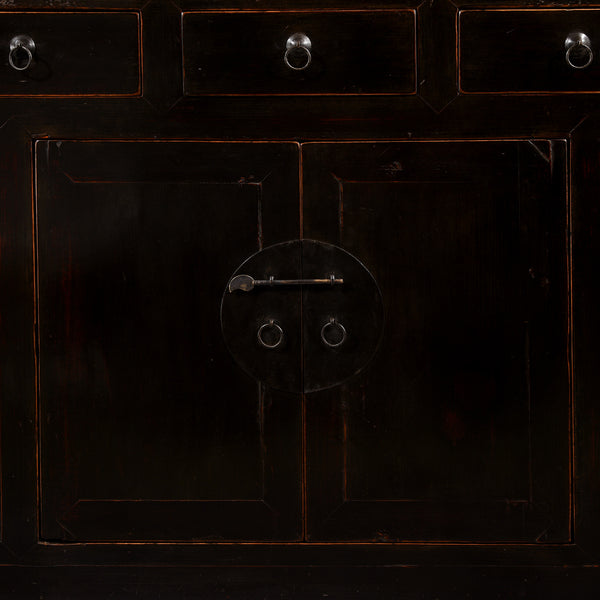 Black Lacquer Noodle Cabinet From Tianjin - 19thC