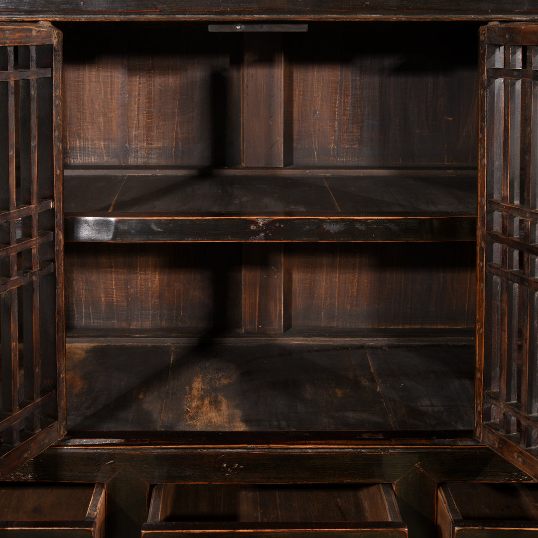 Interior View Of Black Lacquer Noodle Cabinet From Tianjin - 19thC | Indigo Antiques 