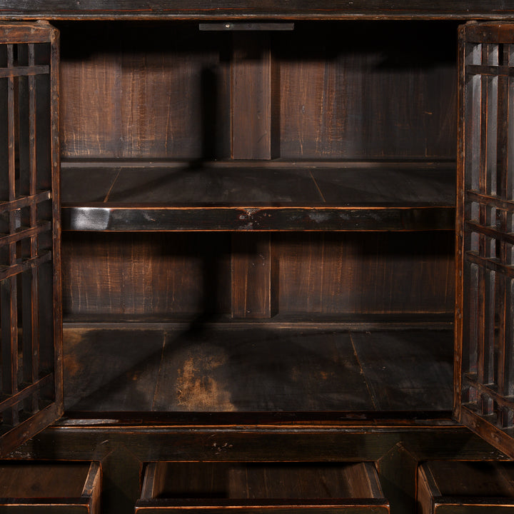 Interior View Of Black Lacquer Noodle Cabinet From Tianjin - 19thC | Indigo Antiques 