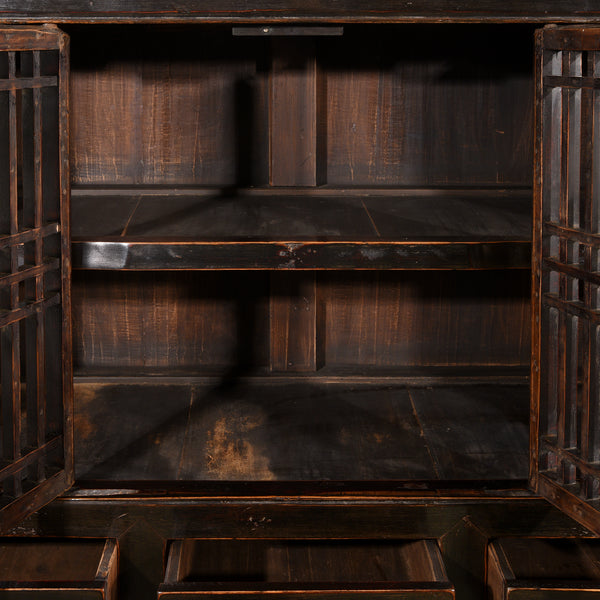 Black Lacquer Noodle Cabinet From Tianjin - 19thC