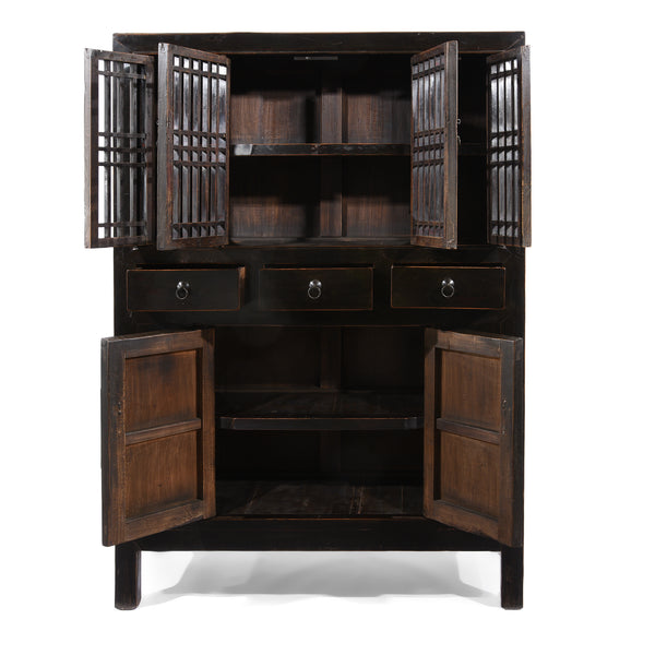 Black Lacquer Noodle Cabinet From Tianjin - 19thC