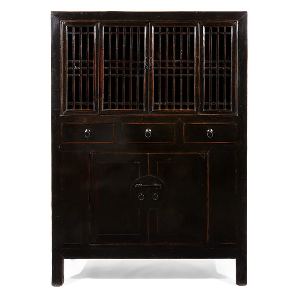 Black Lacquer Noodle Cabinet From Tianjin - 19thC