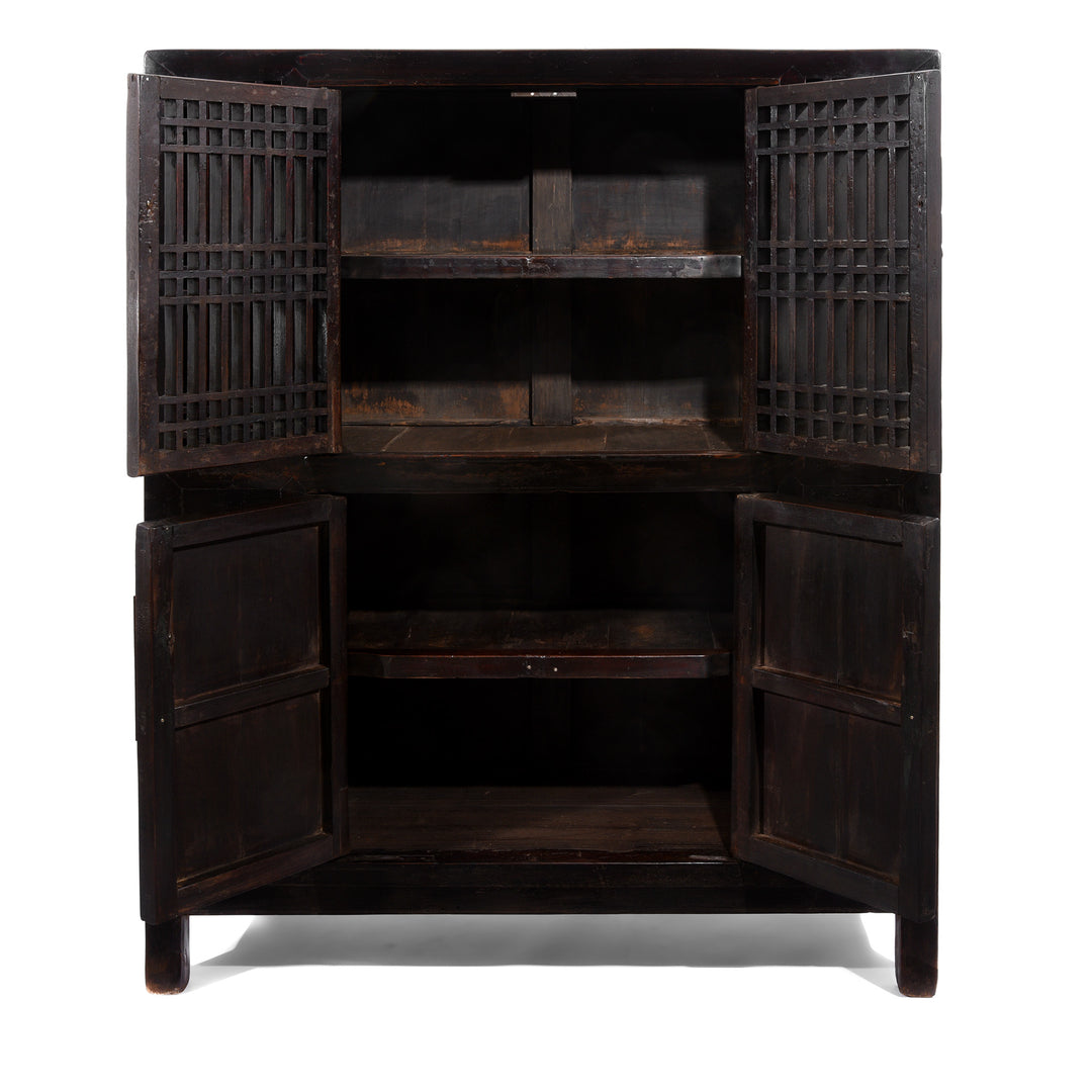 Open View Of Black Lacquer Noodle Cabinet From Tianjin - 19thC | Indigo Antiques