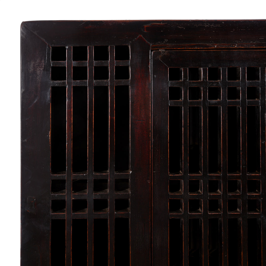 Corner Detail From Black Lacquer Noodle Cabinet From Tianjin - 19thC | Indigo Antiques