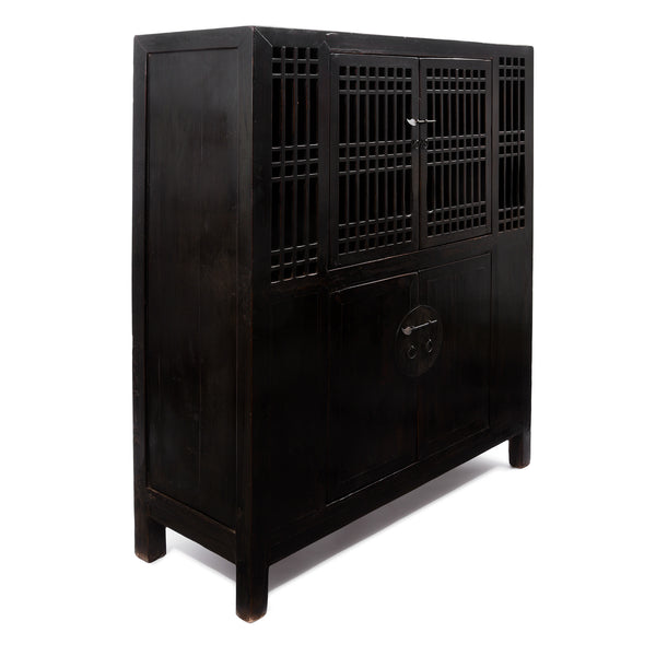 Black Lacquer Noodle Cabinet From Tianjin - 19thC