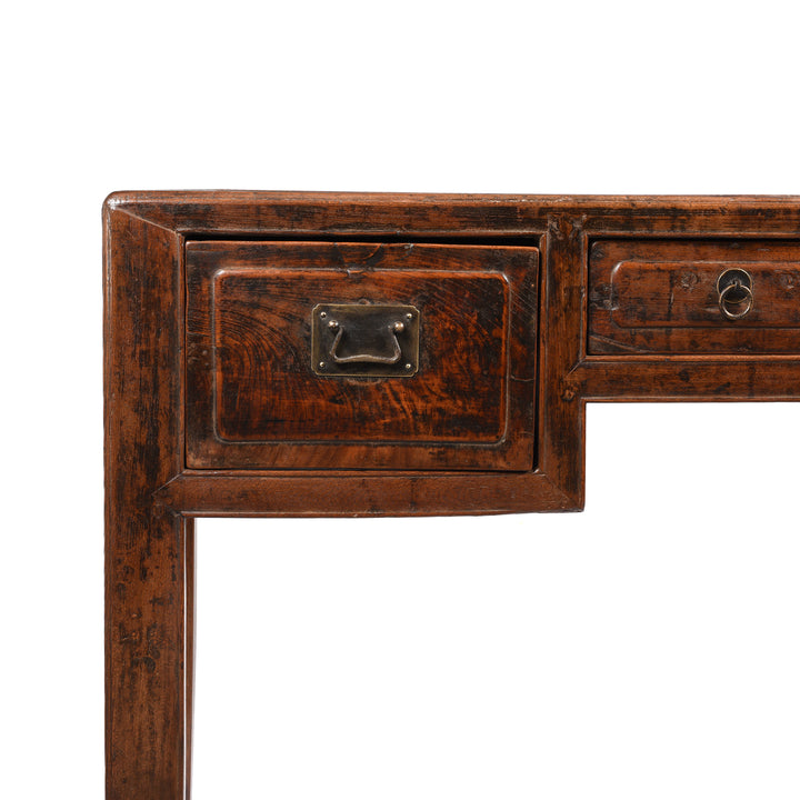 Corner Detail Of Red Elm Desk From Shanxi Province - 19thC | Indigo Antiques